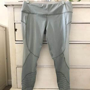 A&F sea-foam green cropped Moto-style pants